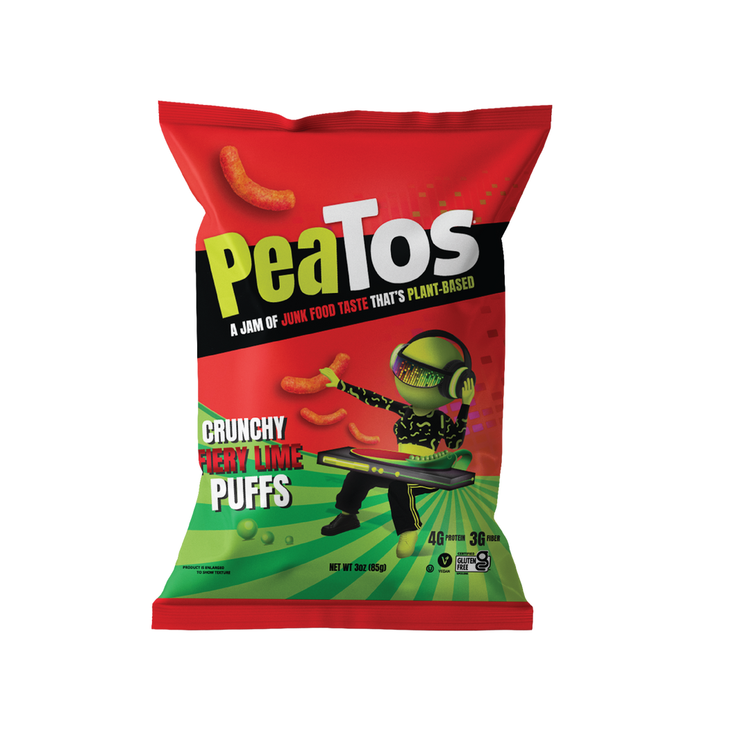 PeaTos Puffs, Fiery Lime, 3oz, 4Ct