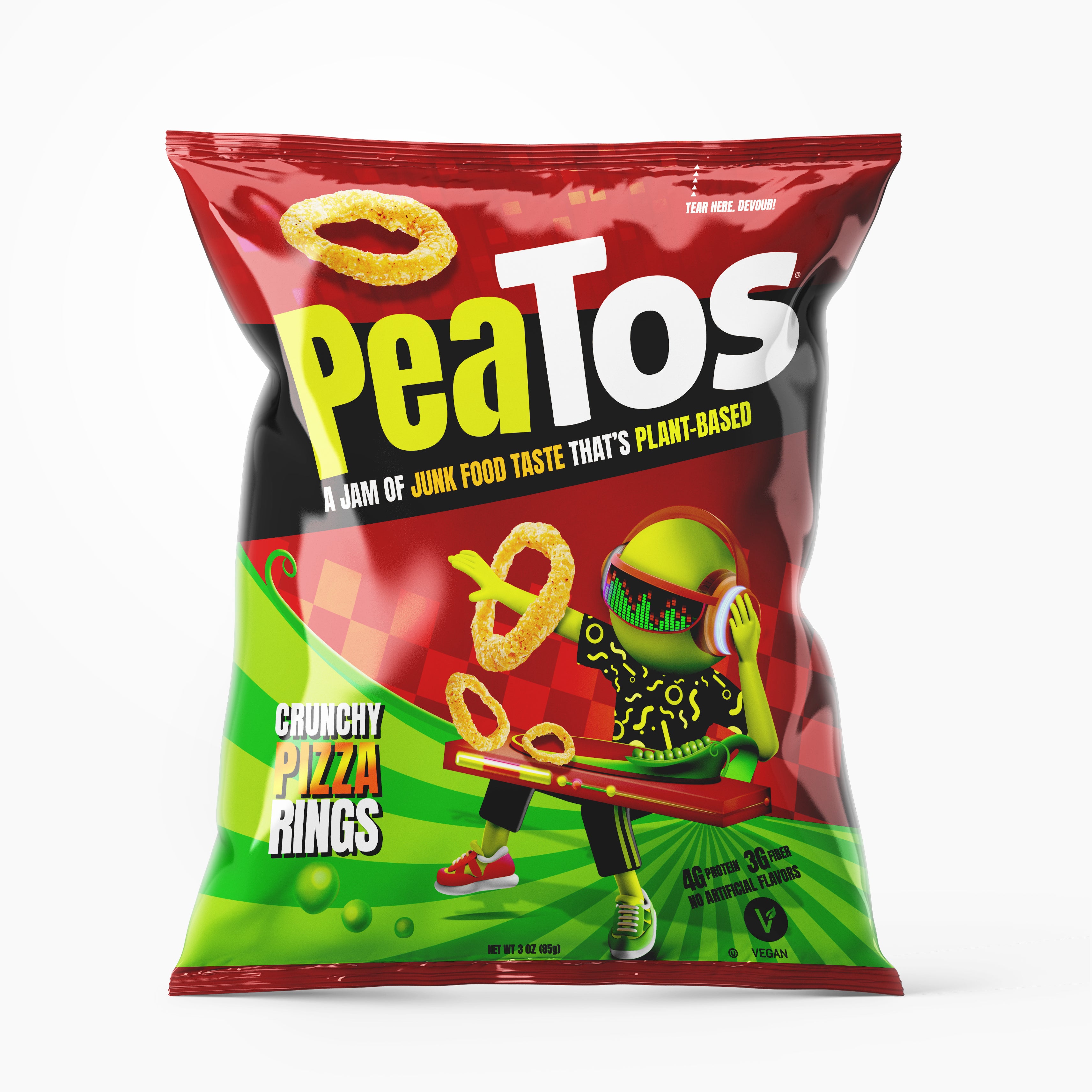 PeaTos Rings, Pizza, 3oz, 4Ct