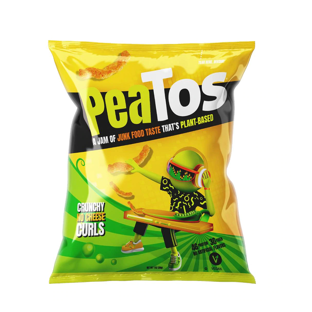 Like cheesy puff chips Enjoy PeaTos Curls No Cheese Flavor